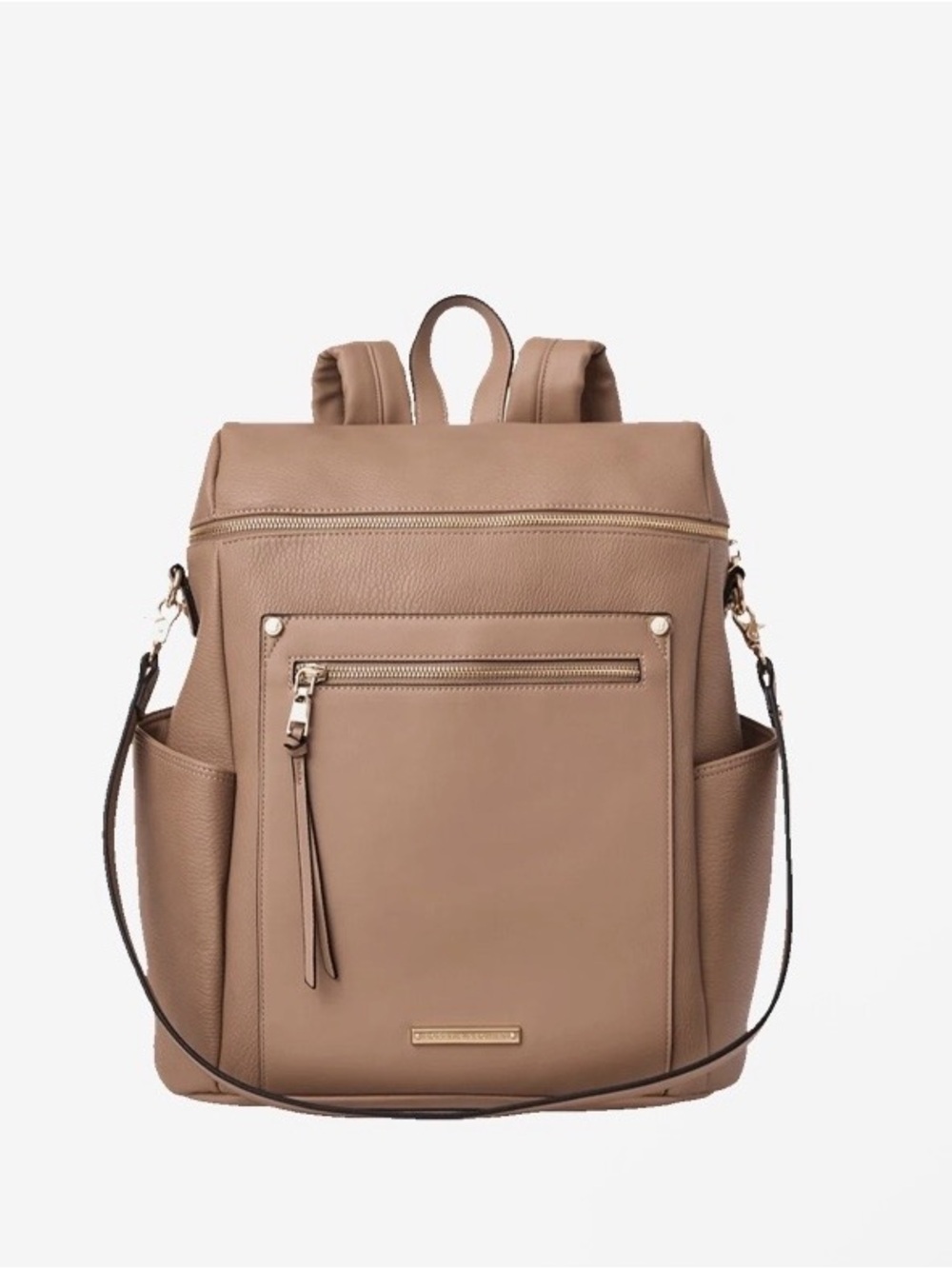 Poppy & Peonies Commuter Taupe Mousse Convertible Leather Backpack Tote - Women
